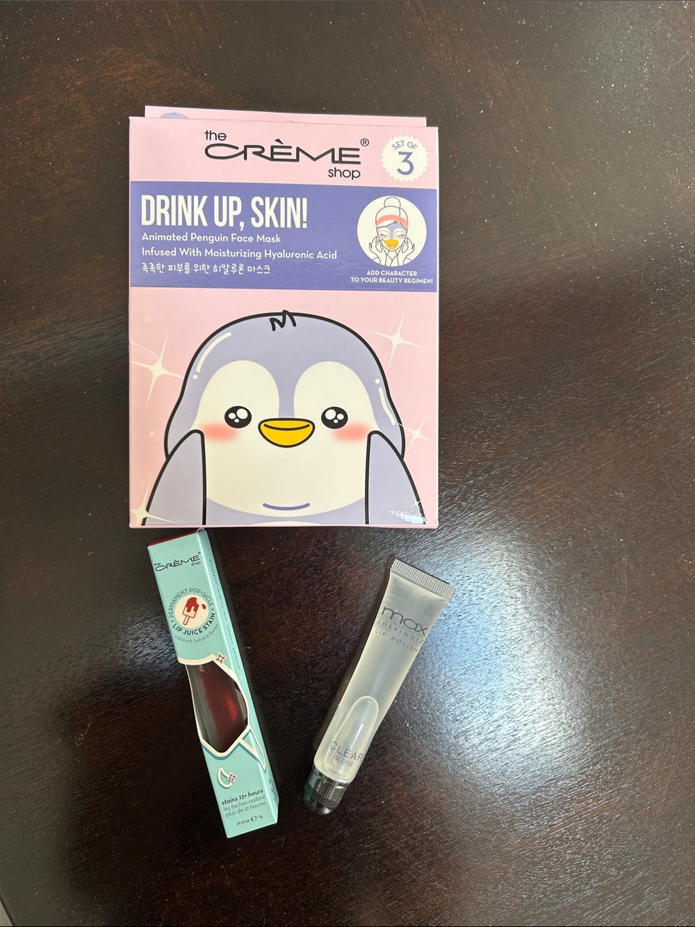 The Crème Shop bundle - incl. 3 Drink Up, Skin Penguin Face Masks and 2 lippies